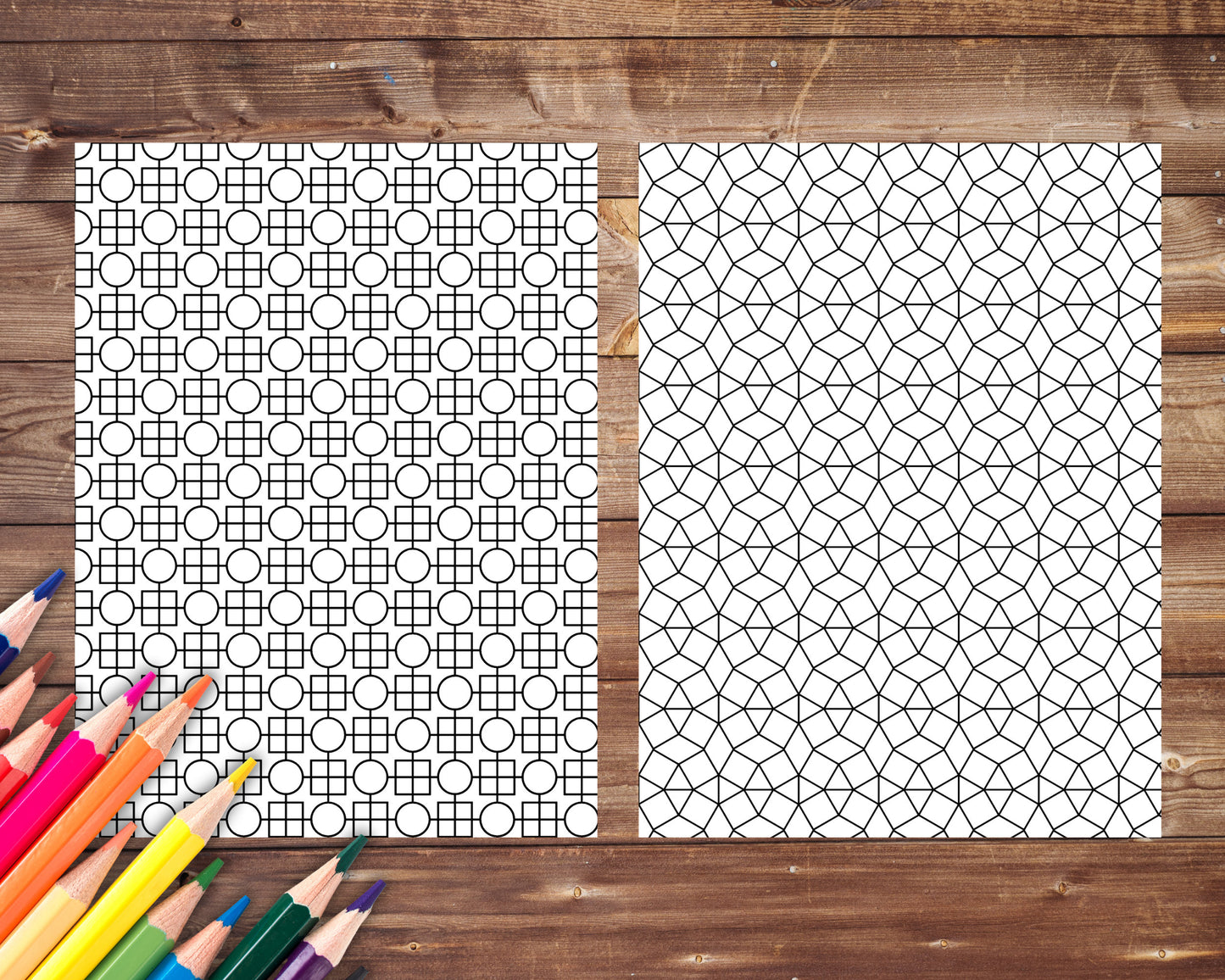 Geometric Patterns Coloring Book, Digital Download