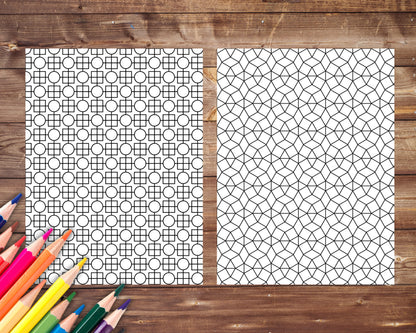 Geometric Patterns Coloring Book, Digital Download