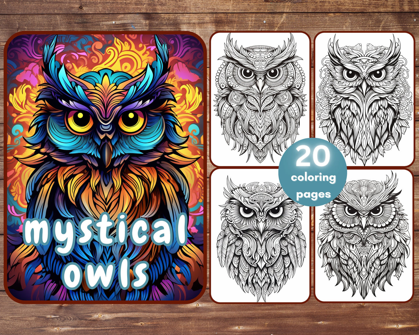 mystical owls mandala coloring book