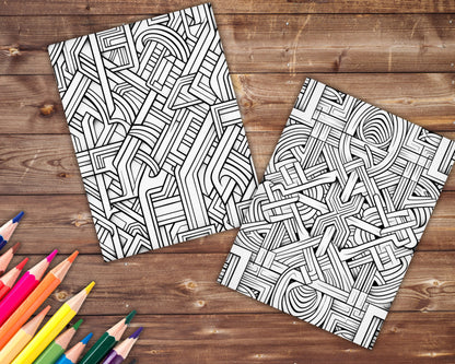 Abstract Patterns Coloring Book for Stress Relief, Digital Download