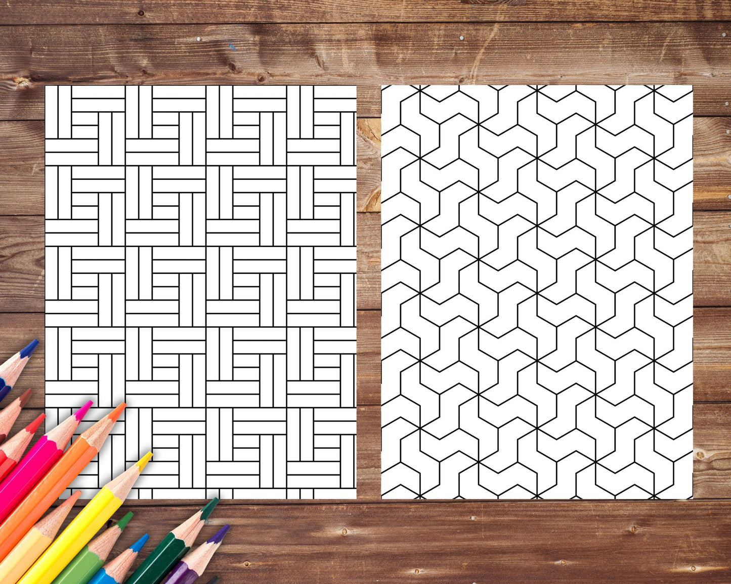 Geometric Patterns Coloring Book, Digital Download