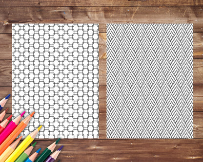 Geometric Patterns Coloring Book, Digital Download