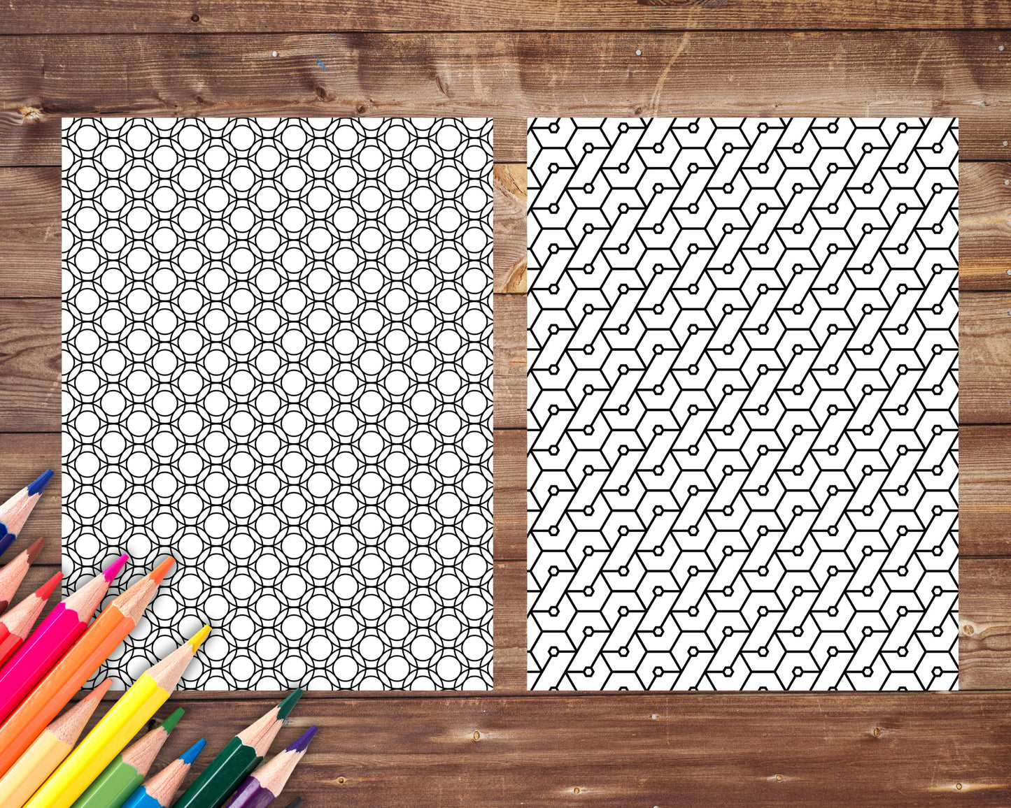 Geometric Patterns Coloring Book, Digital Download