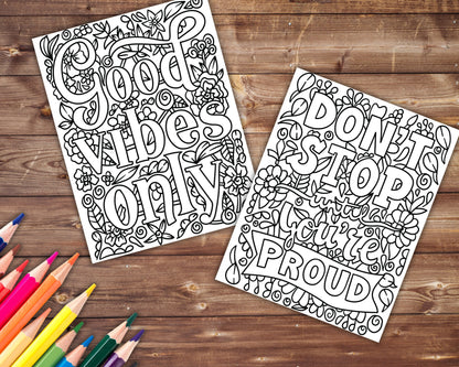 Positive Affirmations Coloring Book, Digital Download