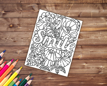 Positive Affirmations Coloring Book, Digital Download