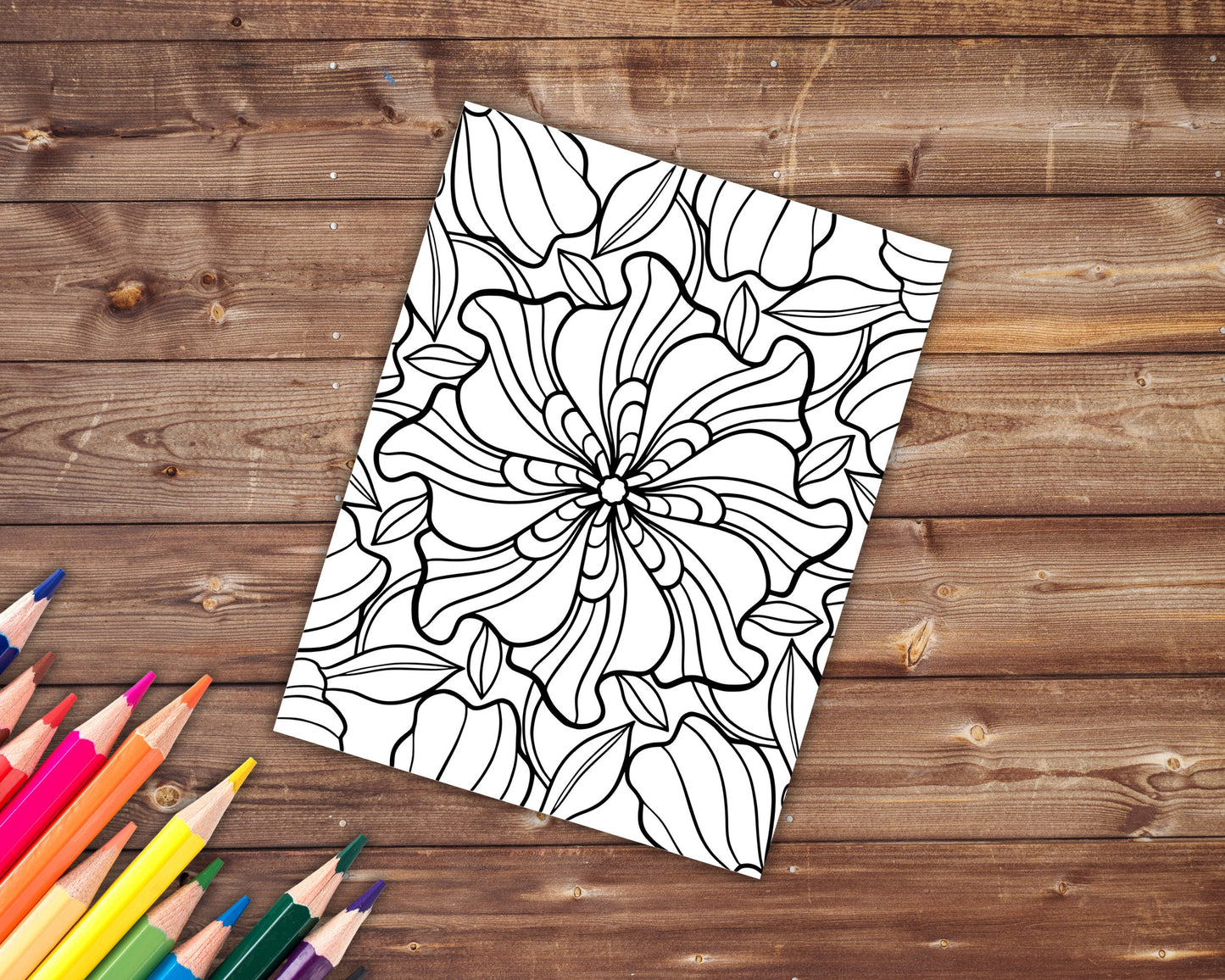 Flowers Mandala Coloring Book, Digital Download