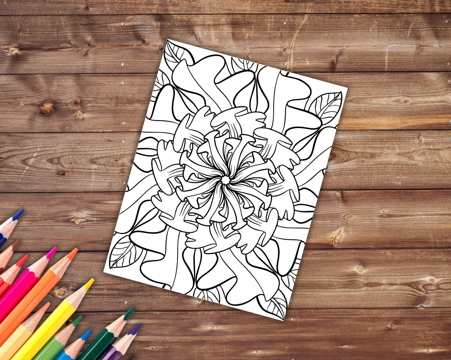 Flowers Mandala Coloring Book, Digital Download