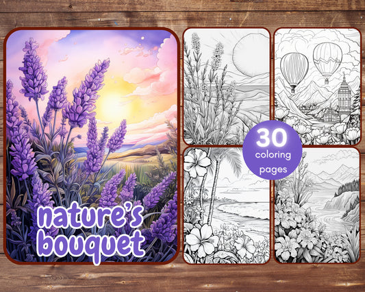 nature and flowers coloring book