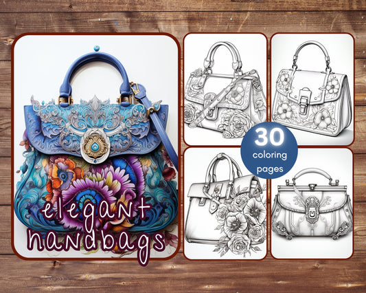 elegant handbags fashion coloring pages