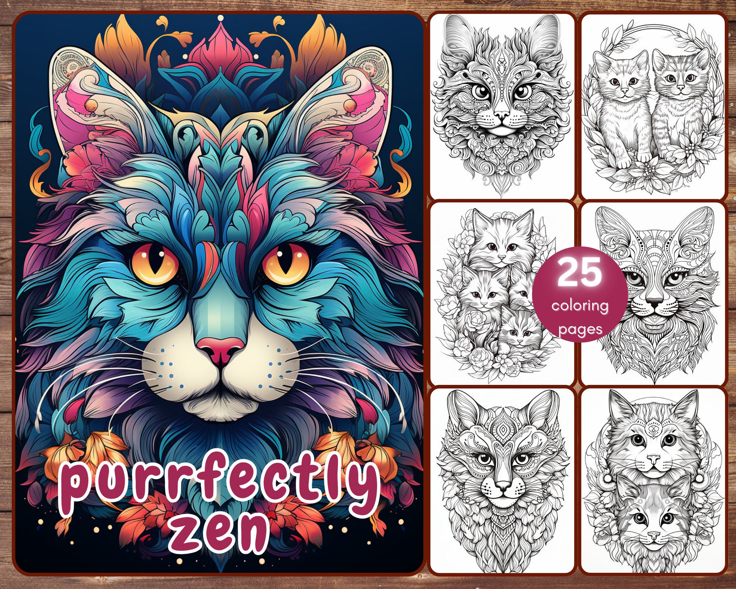 cat mandala coloring book