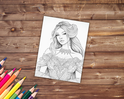 Corset Dresses Coloring Book, Digital Download