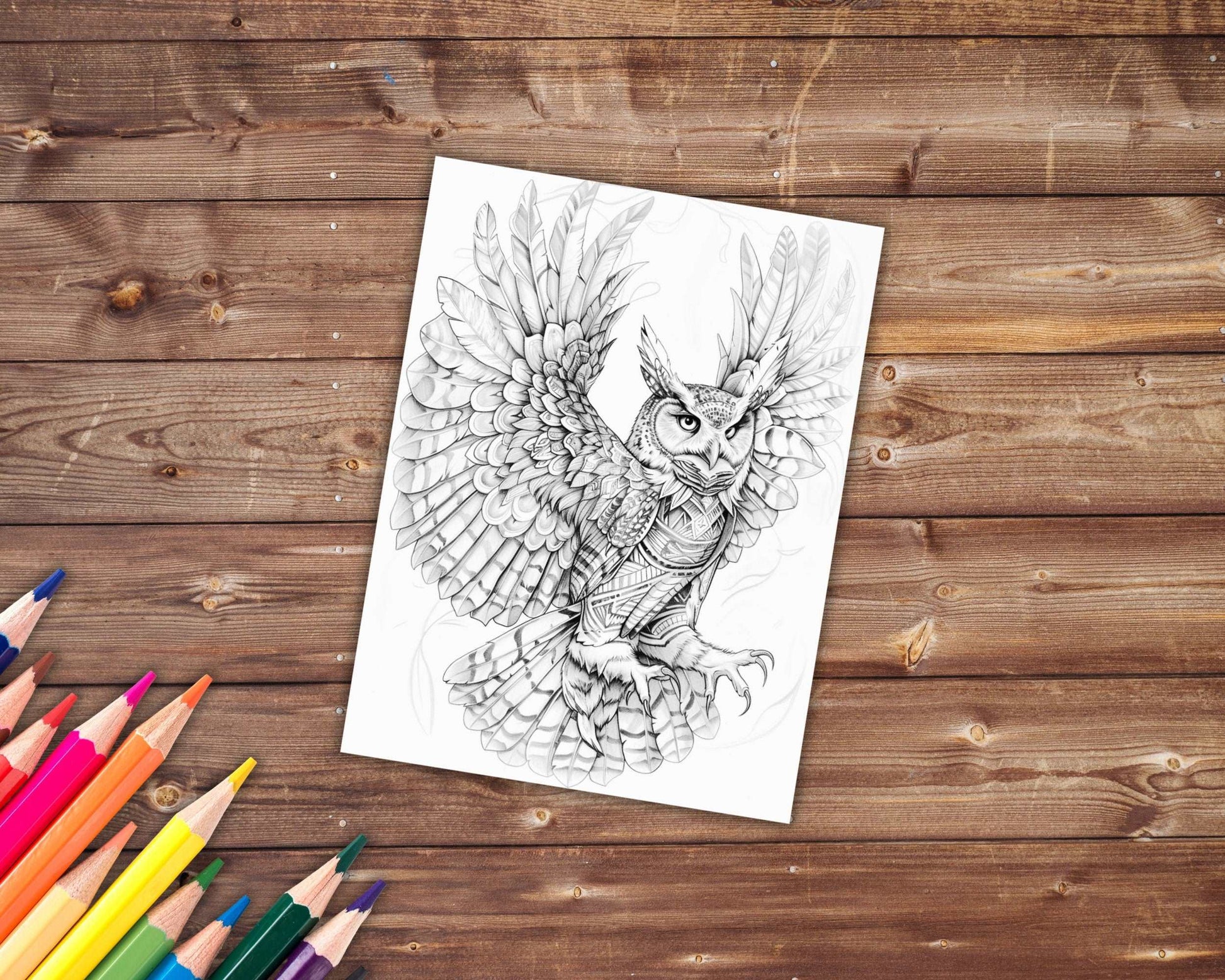 30 Native American Animals Coloring Book, Grayscale Fantasy Animals Coloring Pages for Adults, Printable PDF, Instant Download