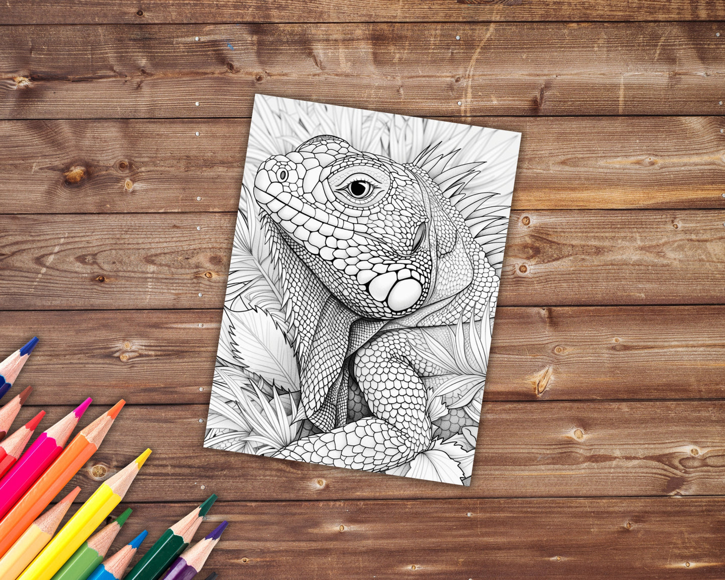 32 Reptiles Coloring Book, Grayscale Lizards Coloring Pages for Adults and Kids, Snakes, Geckos, Printable PDF, Instant Download