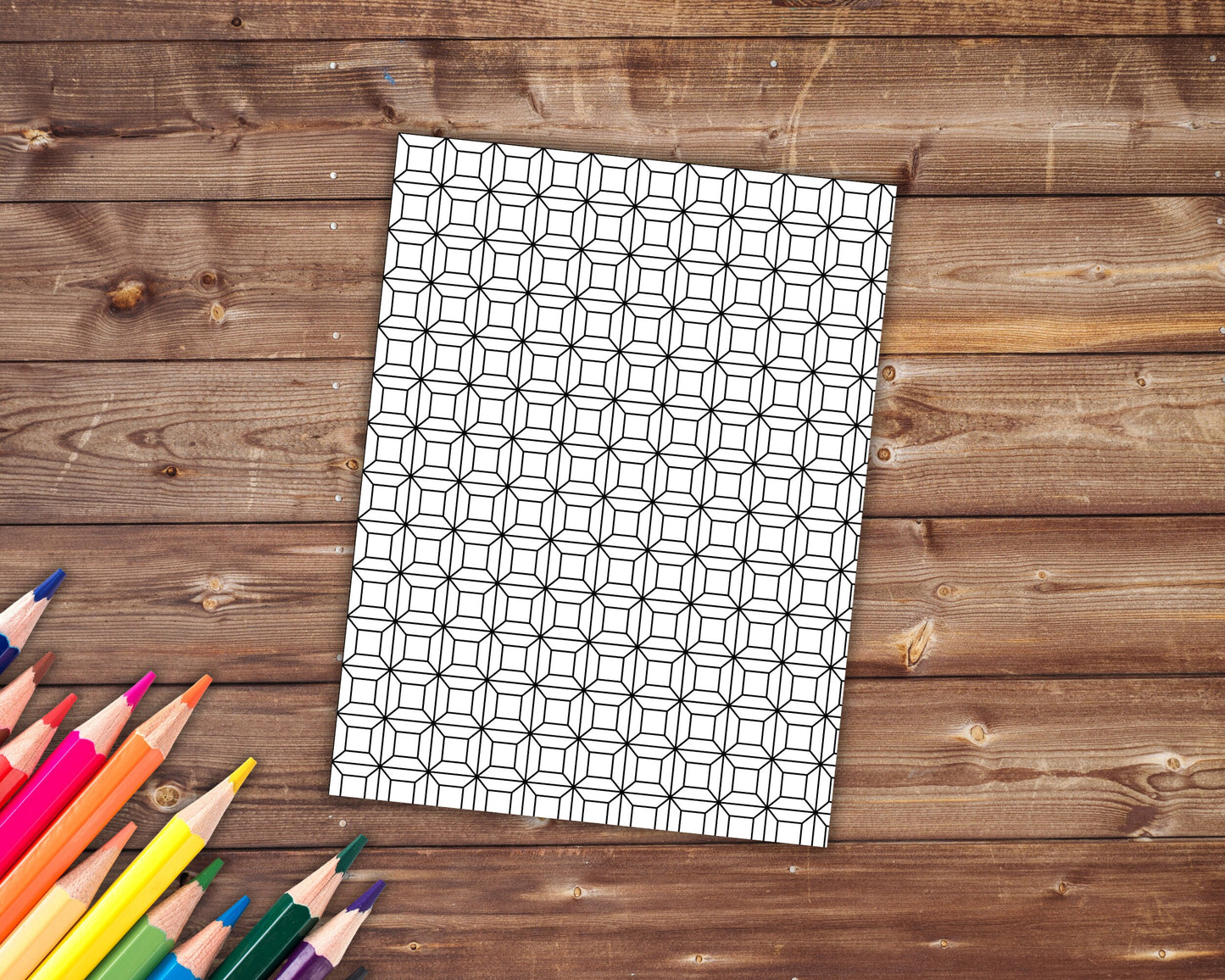 Geometric Patterns 2 Coloring Book, Digital Download