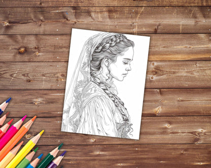 1800's Dresses Coloring Book, Digital Download