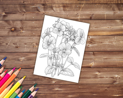 Birth Flowers Coloring Book, Digital Download