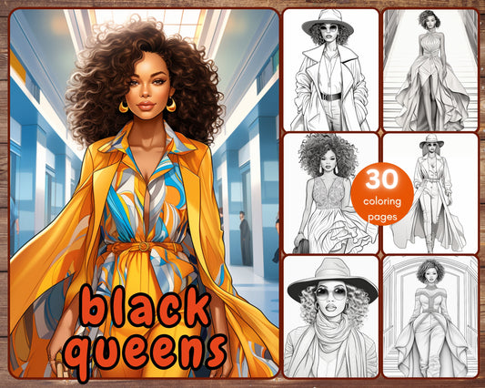 black queens fashion coloring book