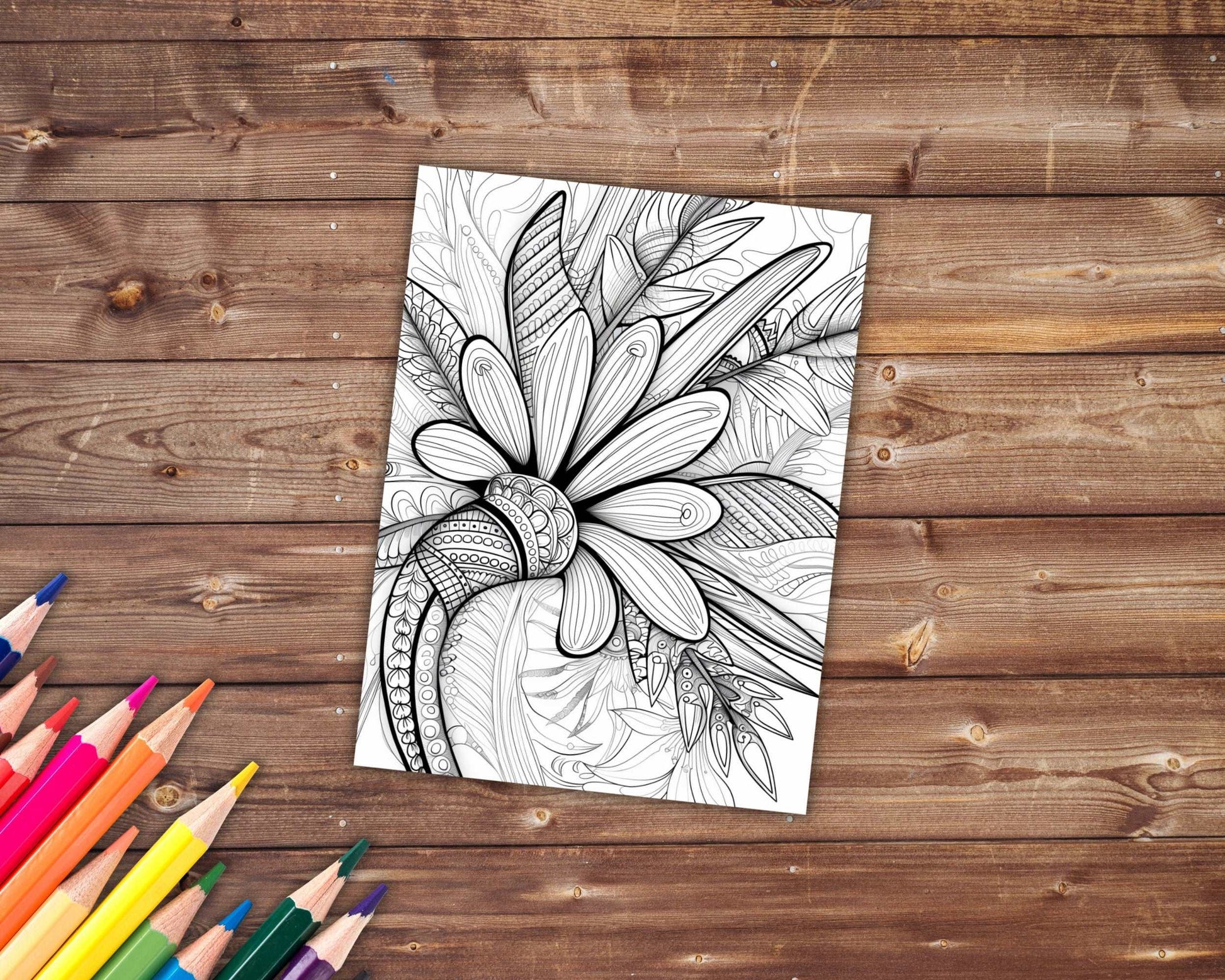 31 Flower Patterns Coloring Book, Abstract Floral Patterns Coloring Pages for Adults, Stress Relief, Printable PDF, PNG, Instant Download