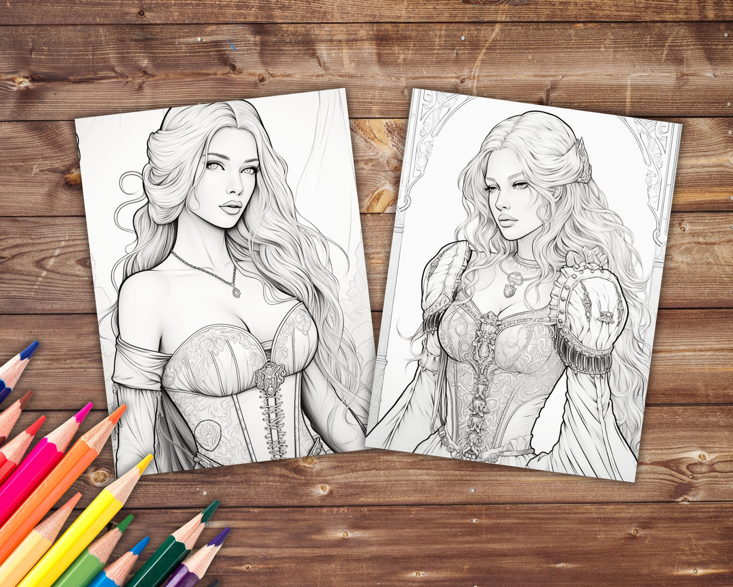 Corset Dresses Coloring Book, Digital Download