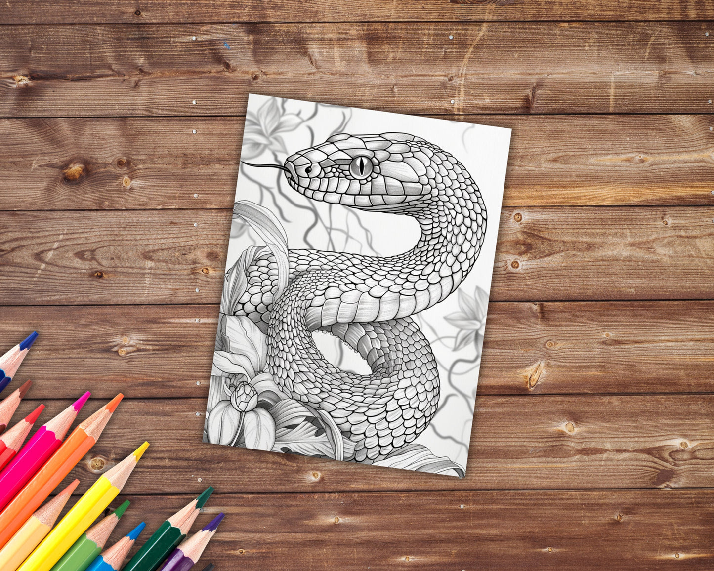 32 Reptiles Coloring Book, Grayscale Lizards Coloring Pages for Adults and Kids, Snakes, Geckos, Printable PDF, Instant Download