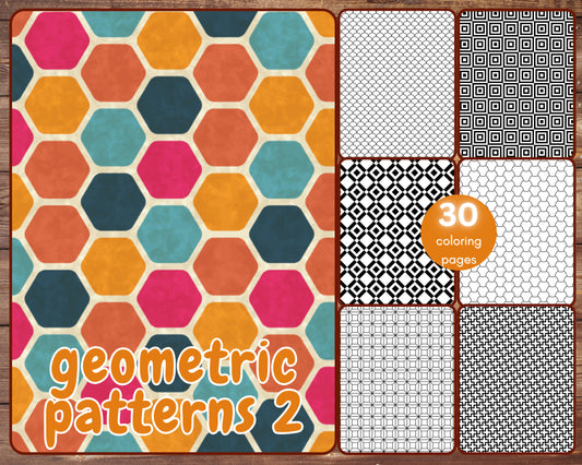 Geometric Patterns 2 Coloring Book, Digital Download