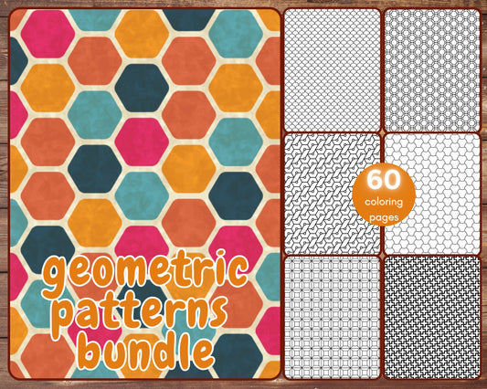 geometric patterns bundle coloring book