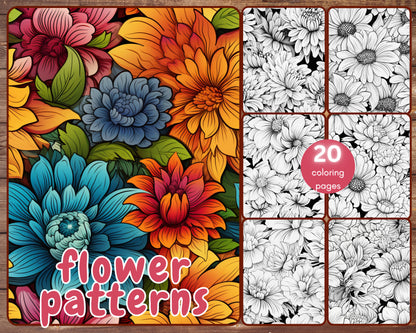 flower patterns coloring book