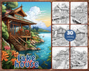 Lake Houses Coloring Book, Digital Download