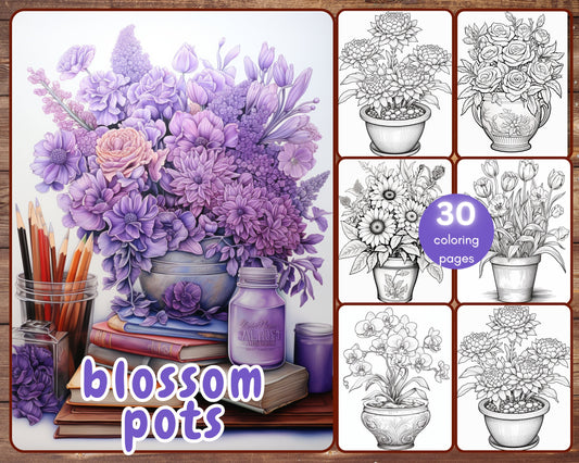 flower pots coloring book