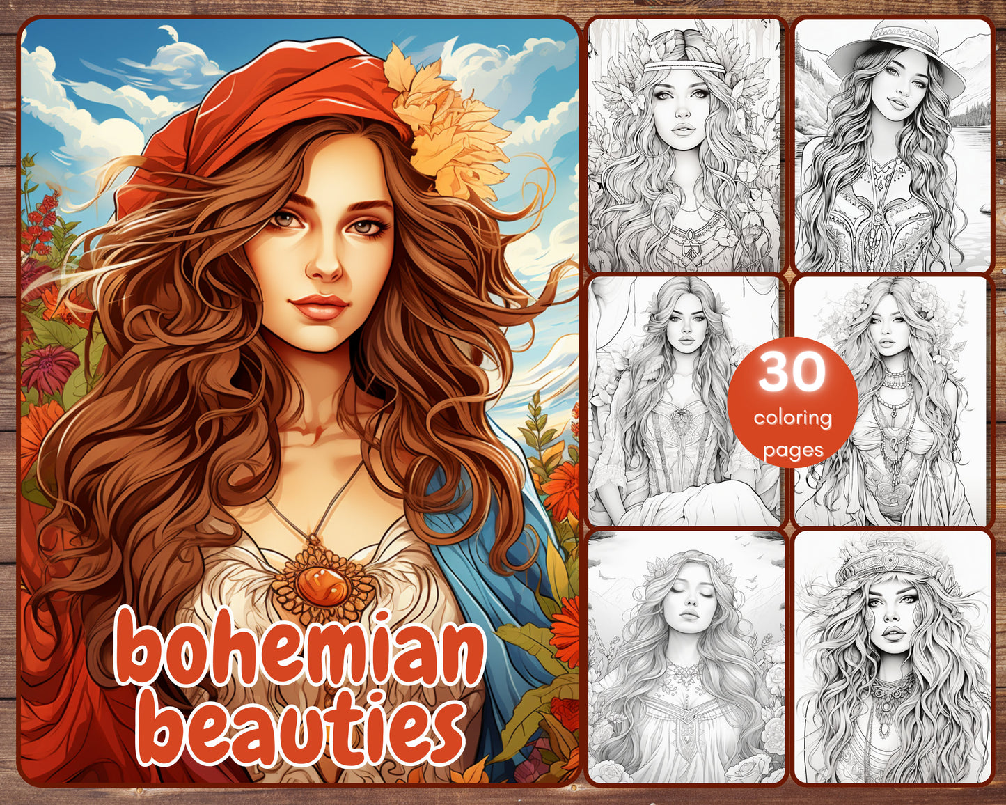 bohemian beauties coloring book