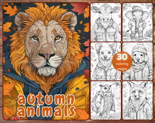 fall animals coloring book