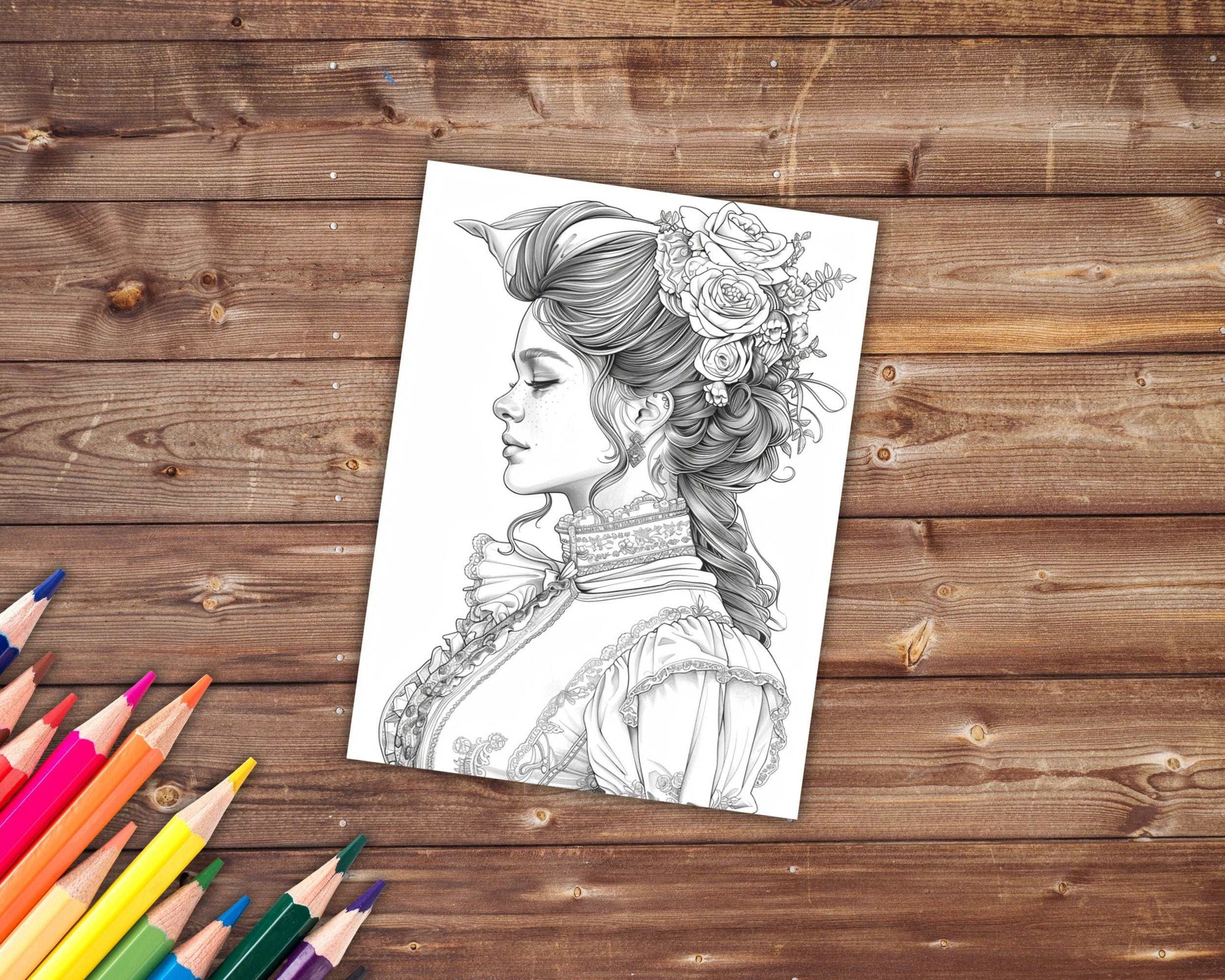 1800's Dresses Coloring Book, Digital Download