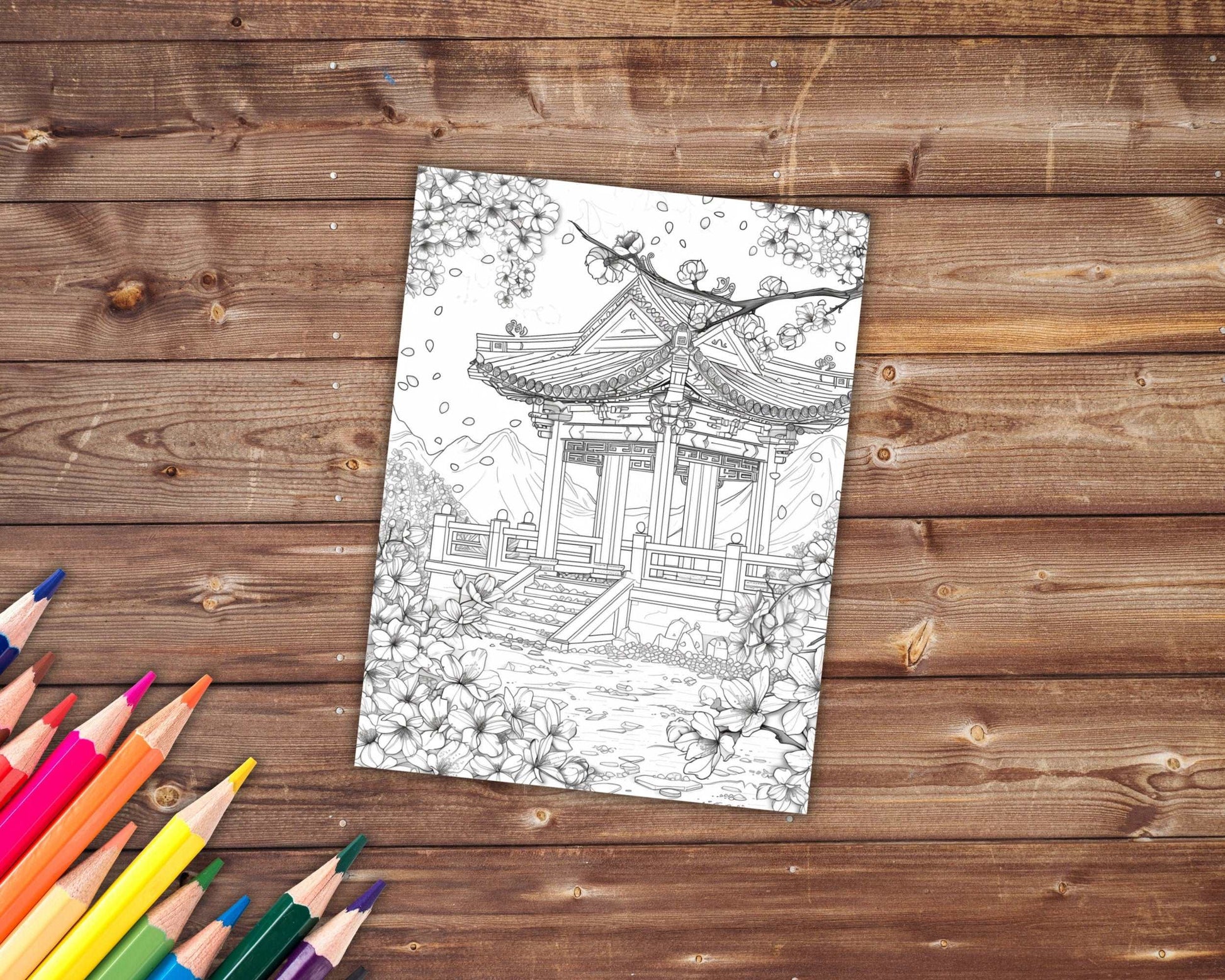 30 Spring Time Coloring Book, Grayscale Spring Gardens Coloring Pages for Adults Flowers, Printable PDF, Instant Download