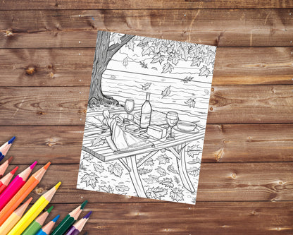 Autumn Time Coloring Book, Digital Download