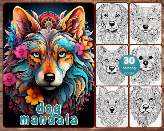 dog mandala coloring book