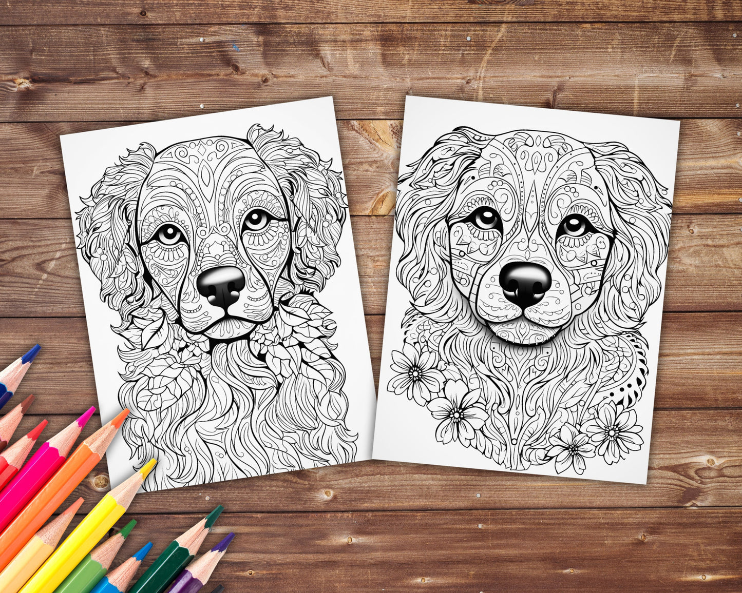 Dog Mandala Coloring Book, Digital Download