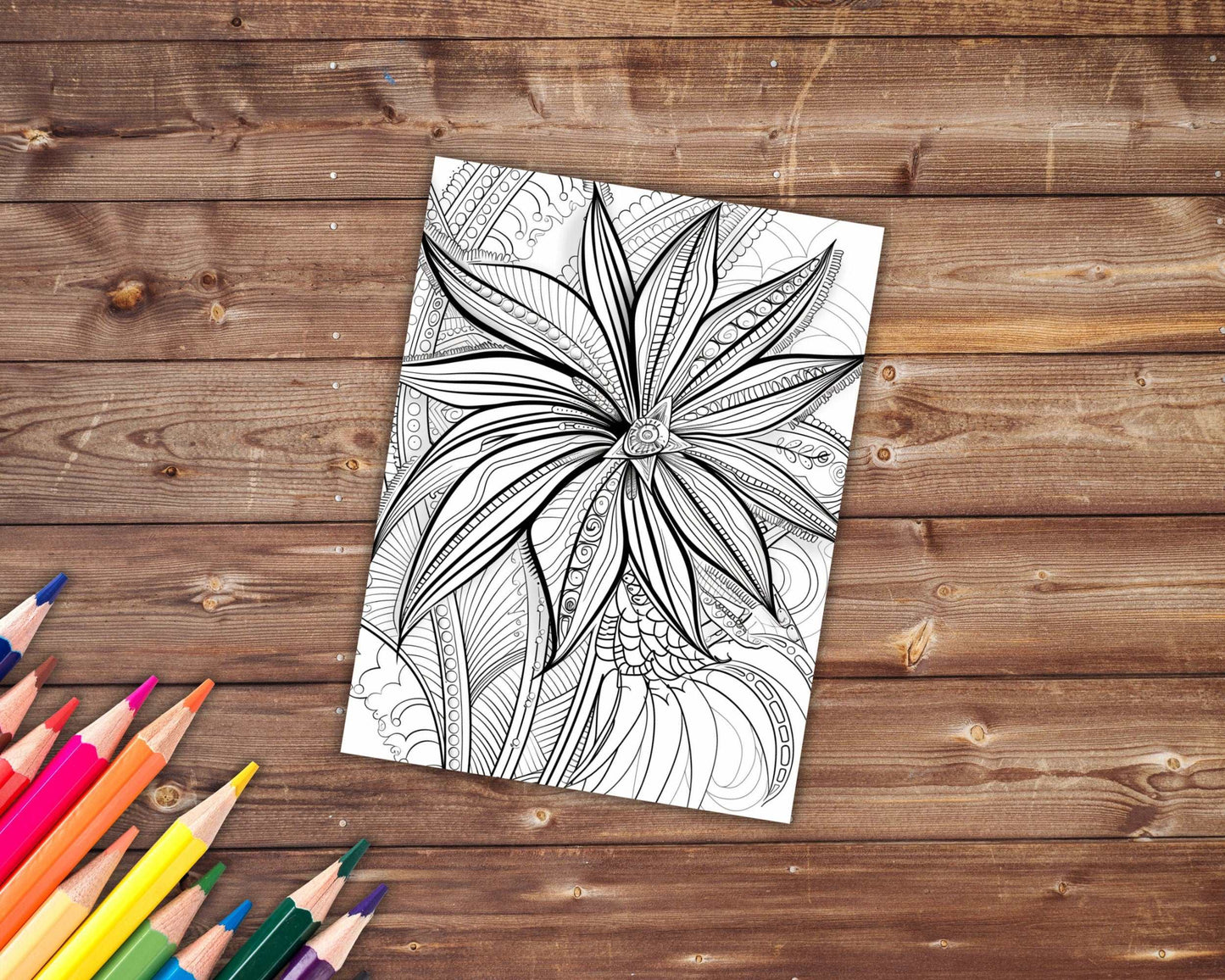 31 Flower Patterns Coloring Book, Abstract Floral Patterns Coloring Pages for Adults, Stress Relief, Printable PDF, PNG, Instant Download