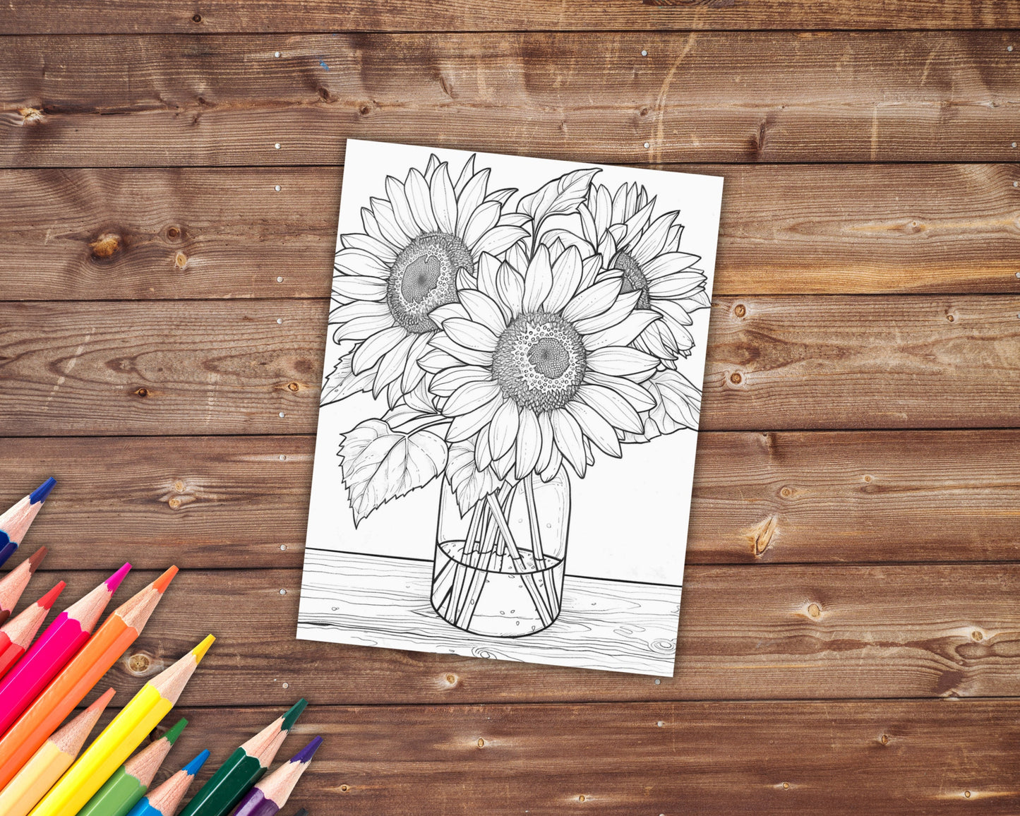 37 Sunflowers Coloring Book, Grayscale Sunflower Coloring Pages for Adults and Kids, Botanical, Floral, Spring, Printable PDF