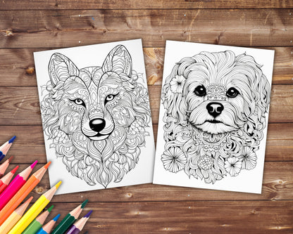 Dog Mandala Coloring Book, Digital Download