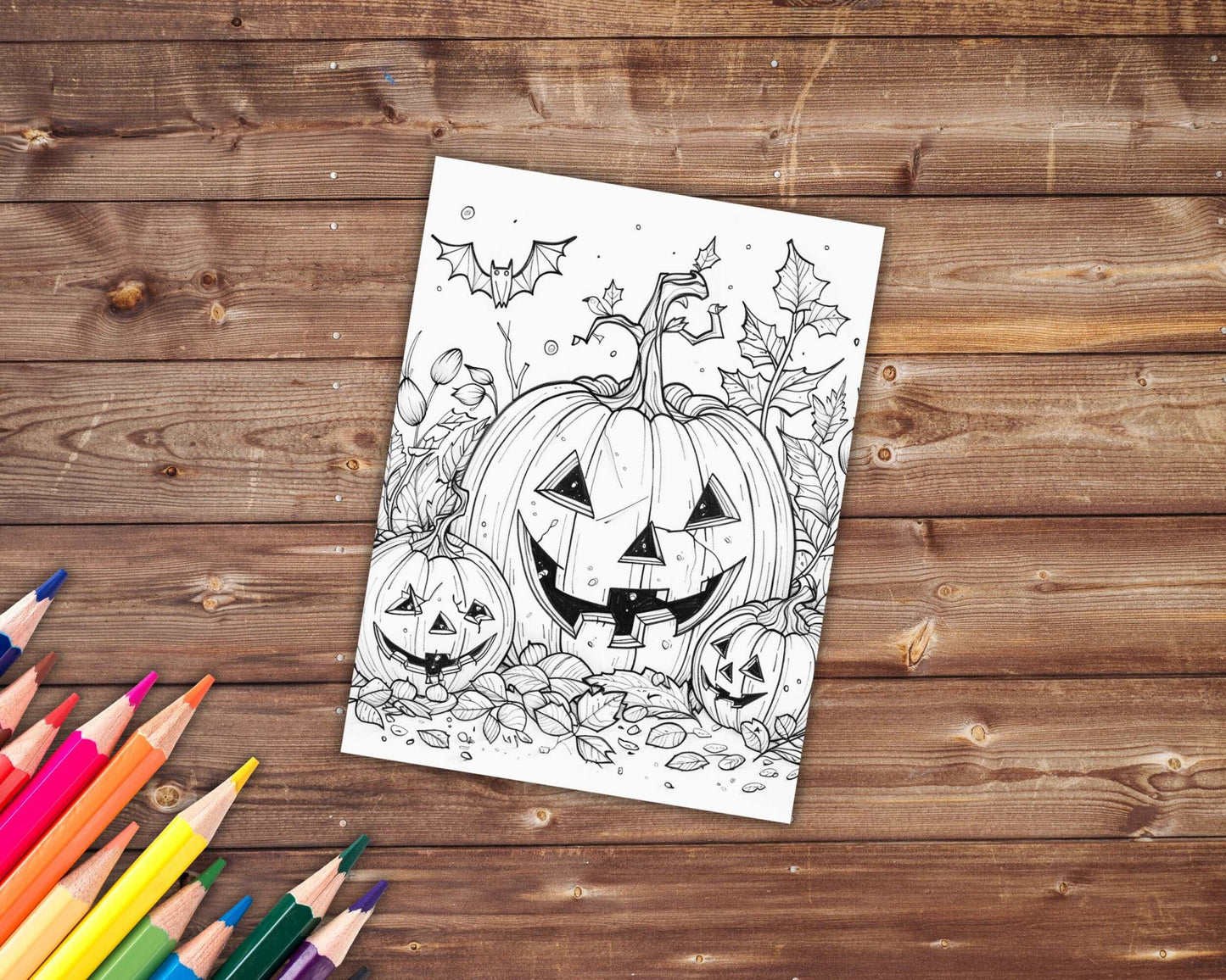 31 Spooky Pumpkins Coloring Book, Grayscale Halloween Coloring Pages for Adults and Kids, Carved Pumpkins, Printable PDF, Instant Download