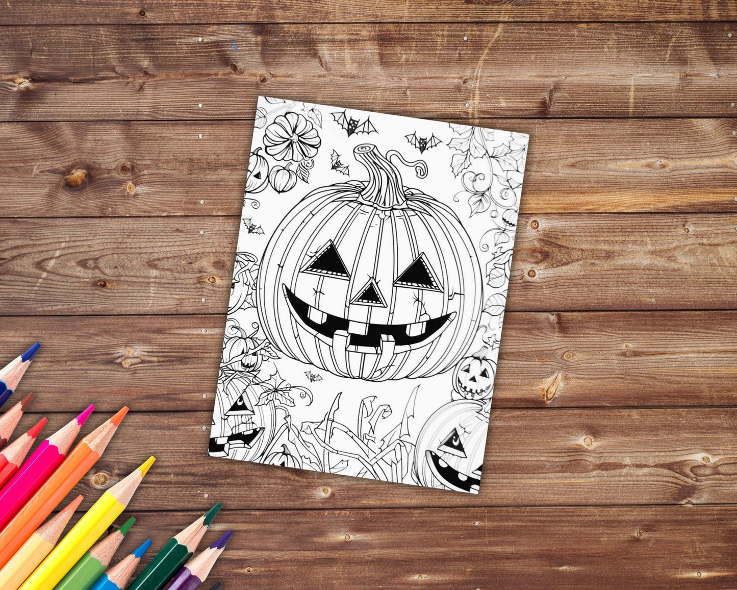 31 Spooky Pumpkins Coloring Book, Grayscale Halloween Coloring Pages for Adults and Kids, Carved Pumpkins, Printable PDF, Instant Download