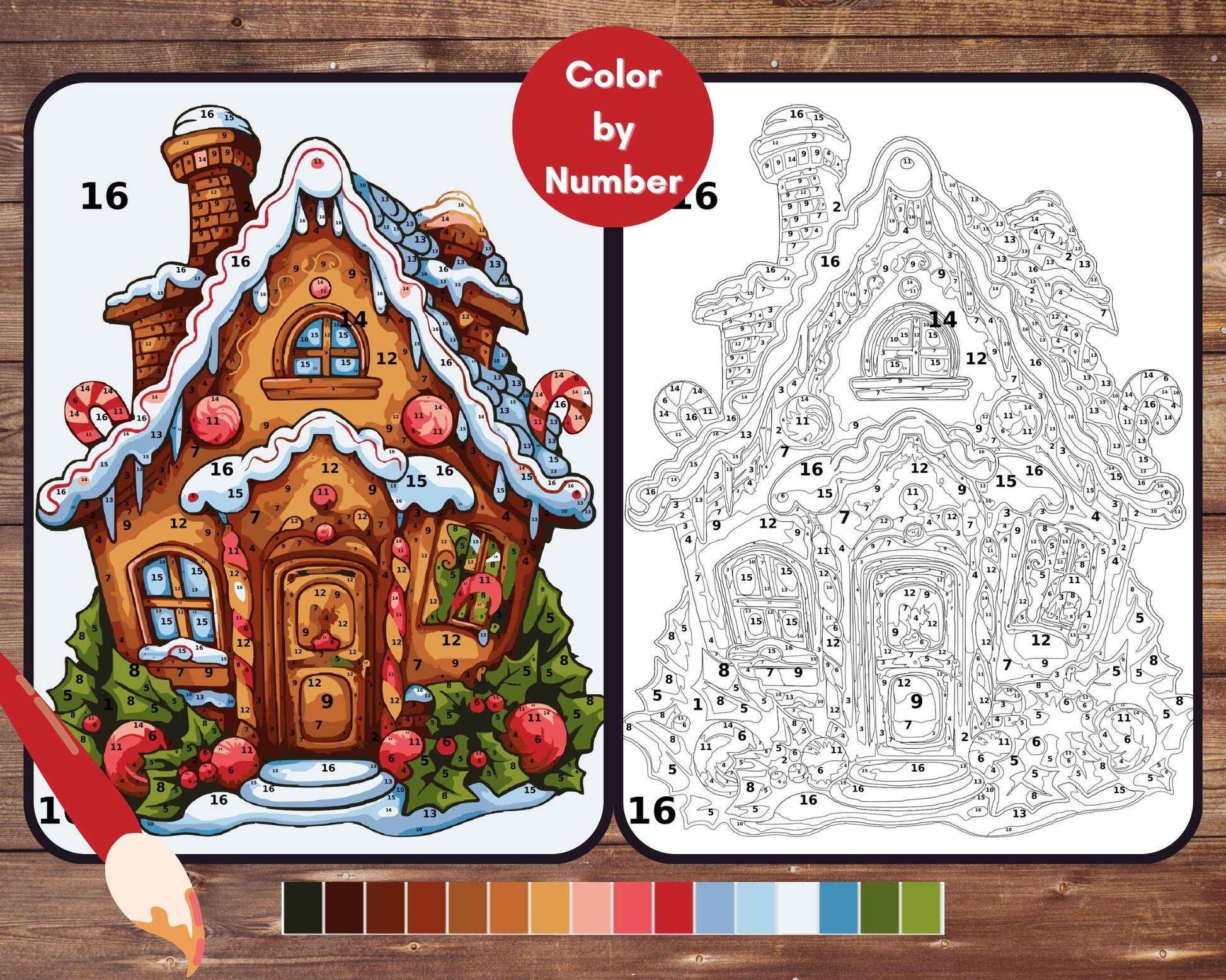 gingerbread christmas house color by number