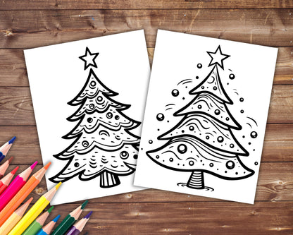 45 Christmas Tree Coloring Book, Christmas Coloring Pages for Adults and Kids, Festive,  Holiday, Instant Download, Printable PDF