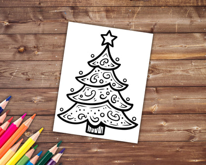 45 Christmas Tree Coloring Book, Christmas Coloring Pages for Adults and Kids, Festive,  Holiday, Instant Download, Printable PDF