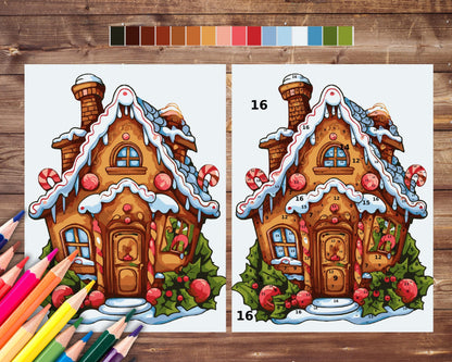 Gingerbread Christmas House Color By Number, Digital Download