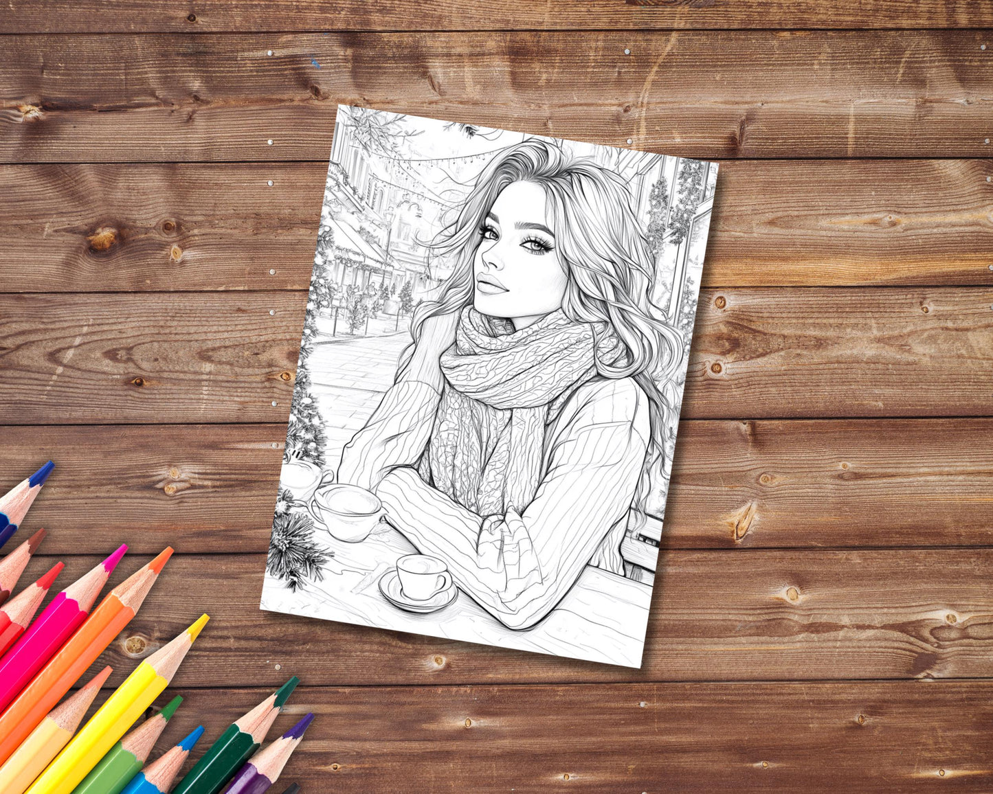 Christmas Beauties Coloring Book, Digital Download