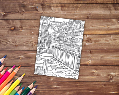 Cozy Libraries Coloring Book, Digital Download