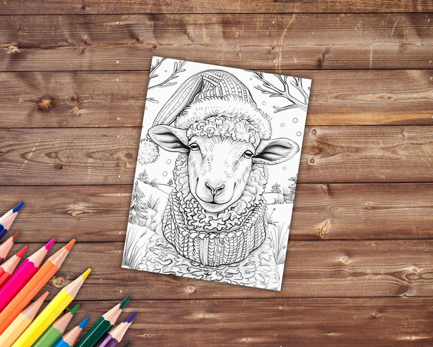 Christmas Animals Coloring Book, Digital Download