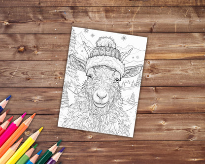 Christmas Animals Coloring Book, Digital Download