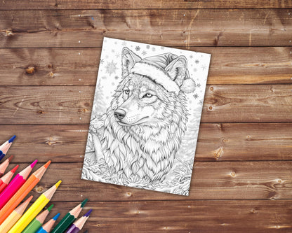 Christmas Animals Coloring Book, Digital Download